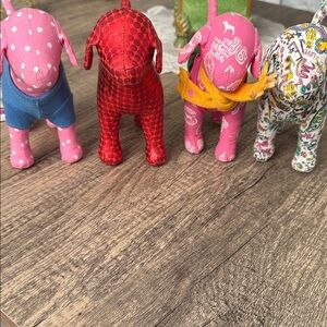 Pink Victory Secret Set of Colorful Dog Figurines